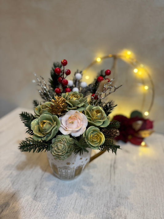 Una taza llena de un invierno suave