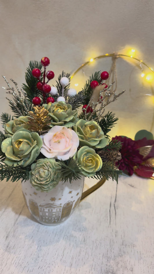 Una taza llena de un invierno suave